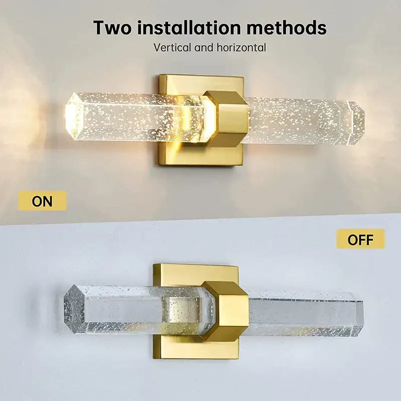 Gold Glass Wall Sconce with 3 Color Temperatures