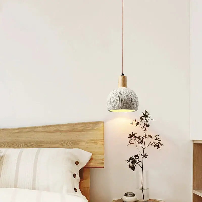 Gray Cement Wood Pendant Lamp