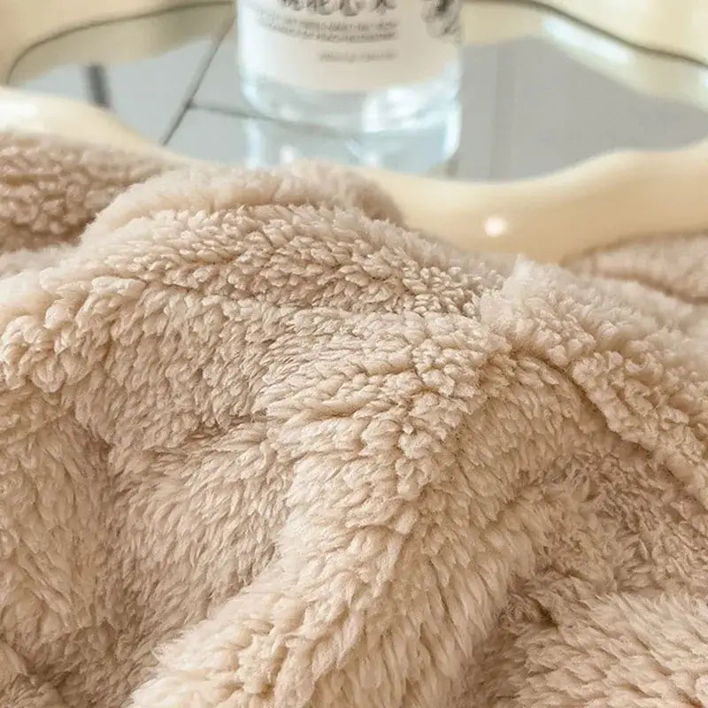 Green Cream Lamb Wool Blanket