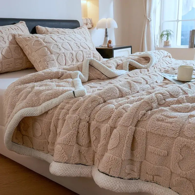 Green Cream Lamb Wool Blanket