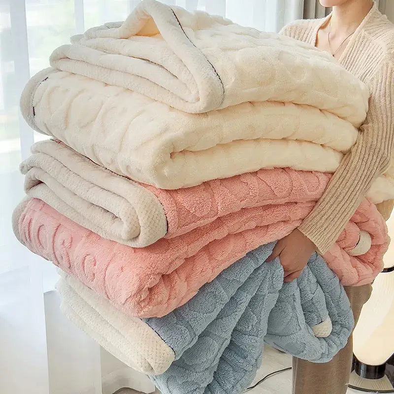 Green Cream Lamb Wool Blanket