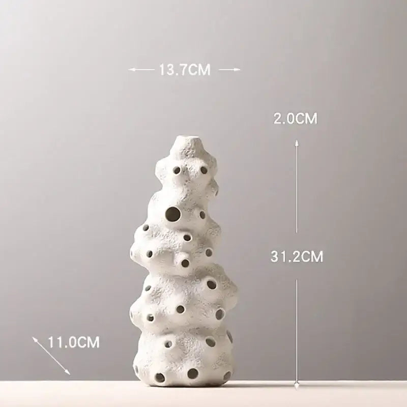 White Ceramic Vase Set with Artificial Flowers