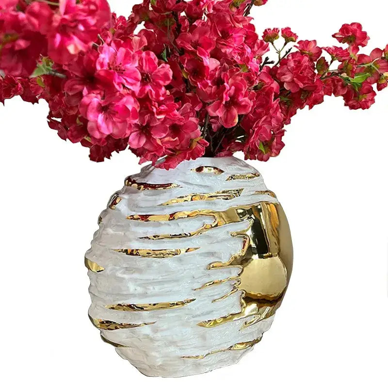 White Gold Ceramic Vase