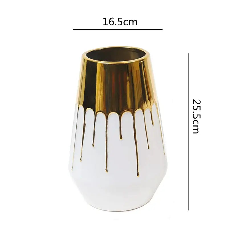 White Gold Ceramic Vase