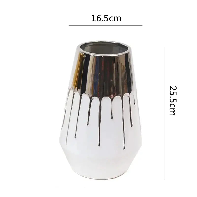 White Gold Ceramic Vase