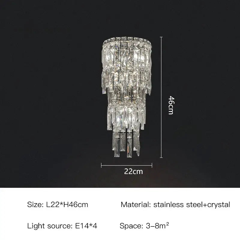 Crystal Tiered Wall Sconce Cascading L27xH76cm