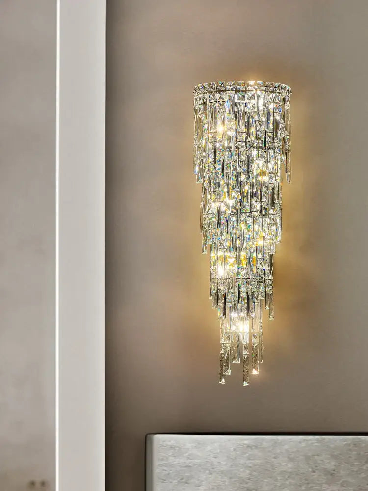 Crystal Tiered Wall Sconce Cascading L27xH76cm