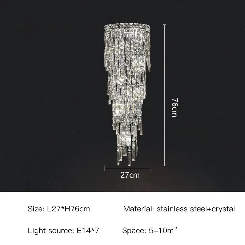 Crystal Tiered Wall Sconce Cascading L27xH76cm