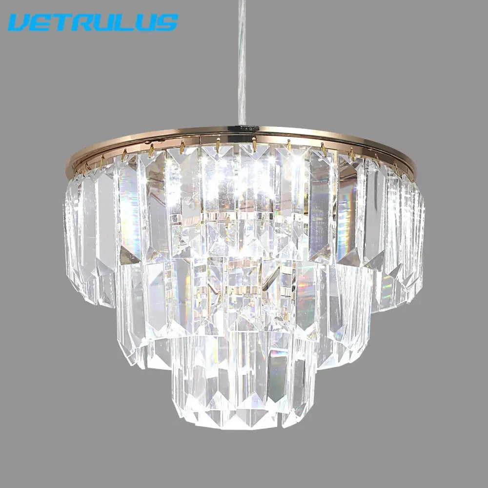 Gold Crystal Adjustable Dining Area Pendant Light