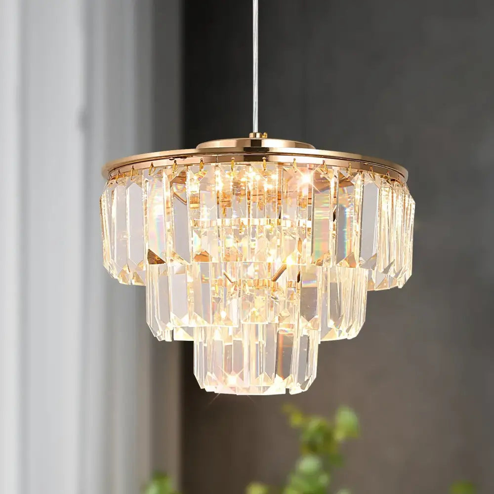 Gold Crystal Adjustable Dining Area Pendant Light