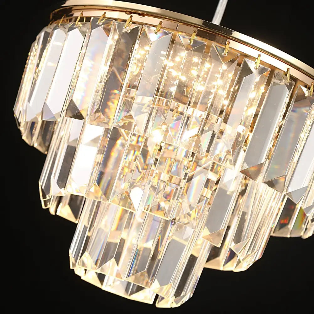 Gold Crystal Adjustable Dining Area Pendant Light