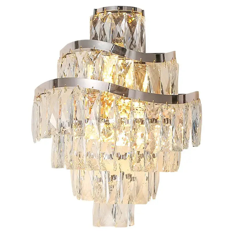 Gold Crystal Wall Sconce with Faceted Crystals
