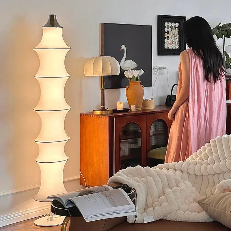 Cream Silk Floor Lamp