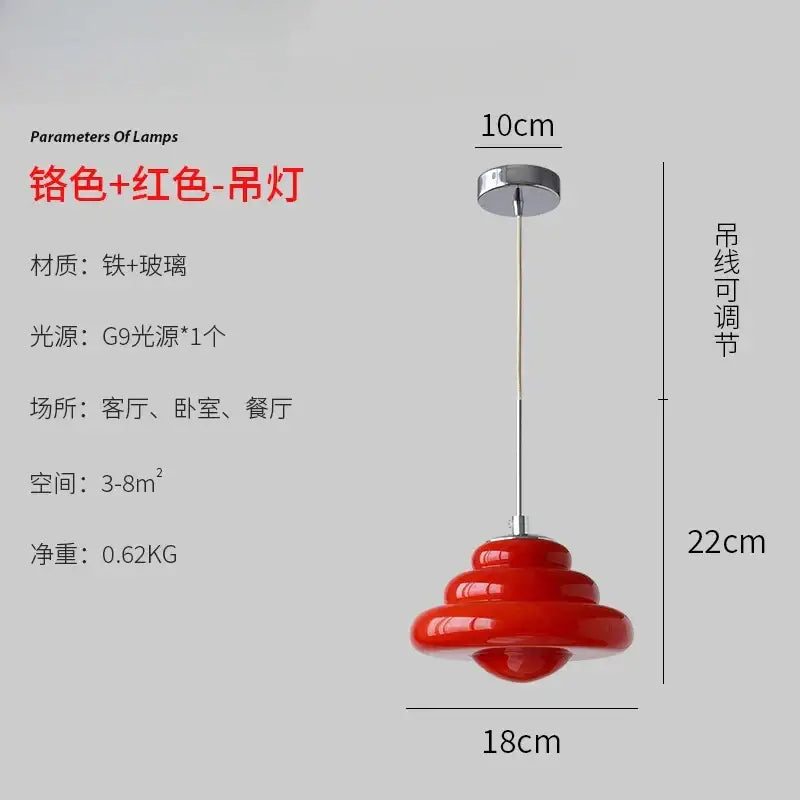 Cream Glass Pendant Light with G9 Bulb