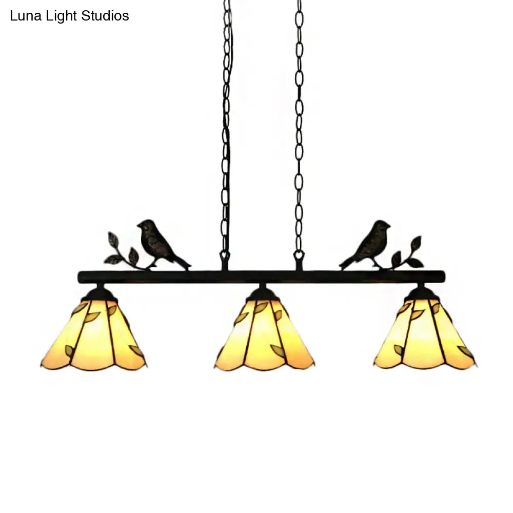 Beige Glass Island Chandelier
