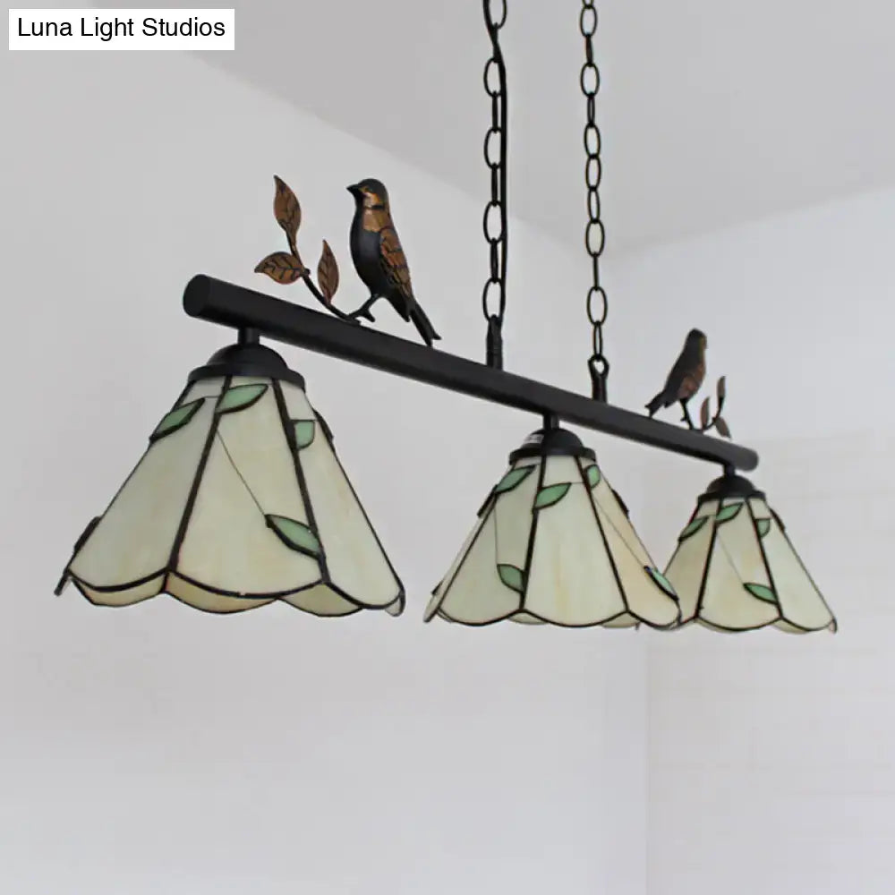 Beige Glass Island Chandelier