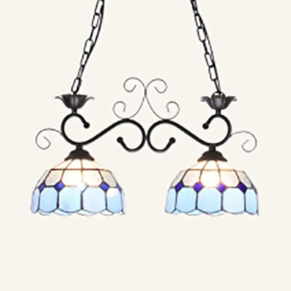 Blue White Stained Glass Pendant