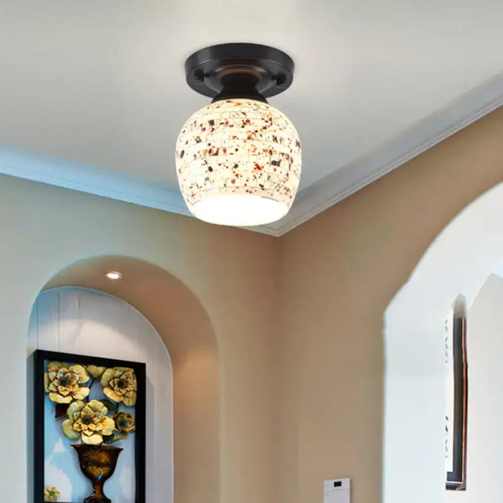 White Mosaic Flush Mount