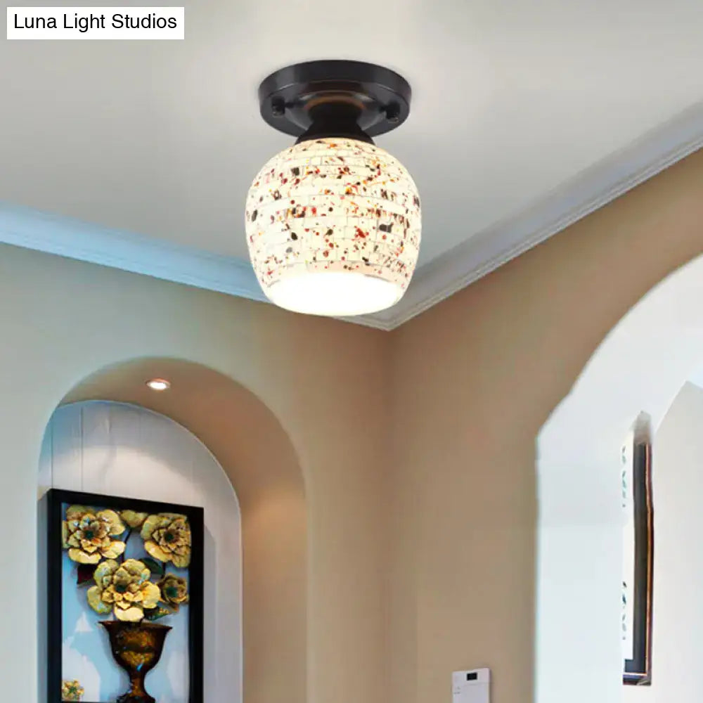 White Mosaic Flush Mount