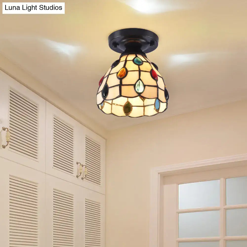 White Mosaic Flush Mount