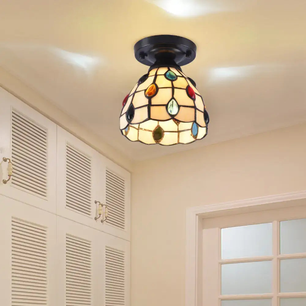 White Mosaic Flush Mount