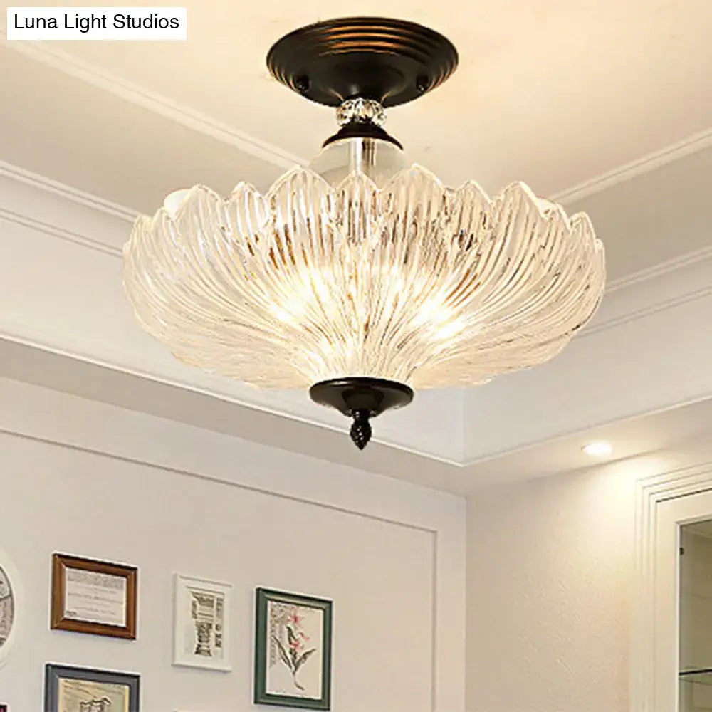 Scalloped Crystal Ceiling Light