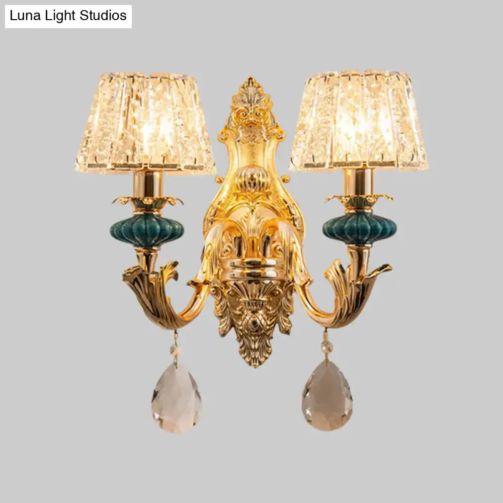 Gold Teal Crystal Wall Sconce