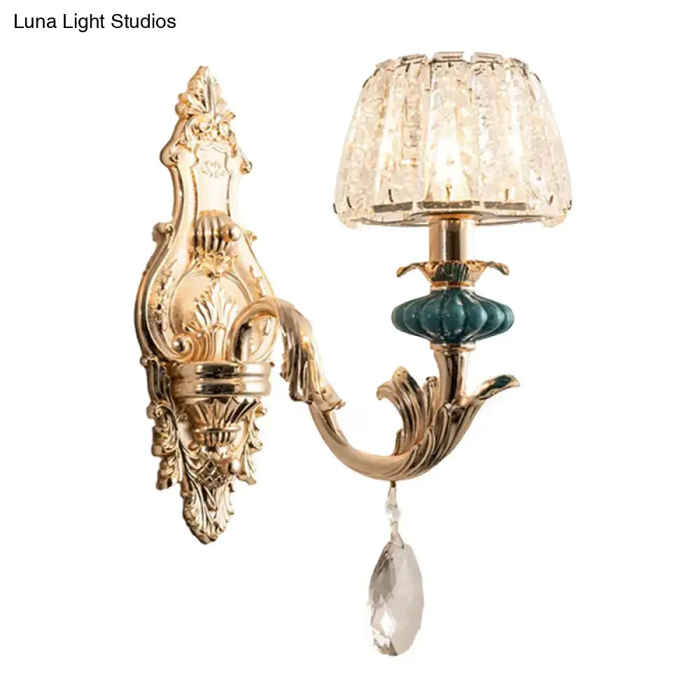 Gold Teal Crystal Wall Sconce