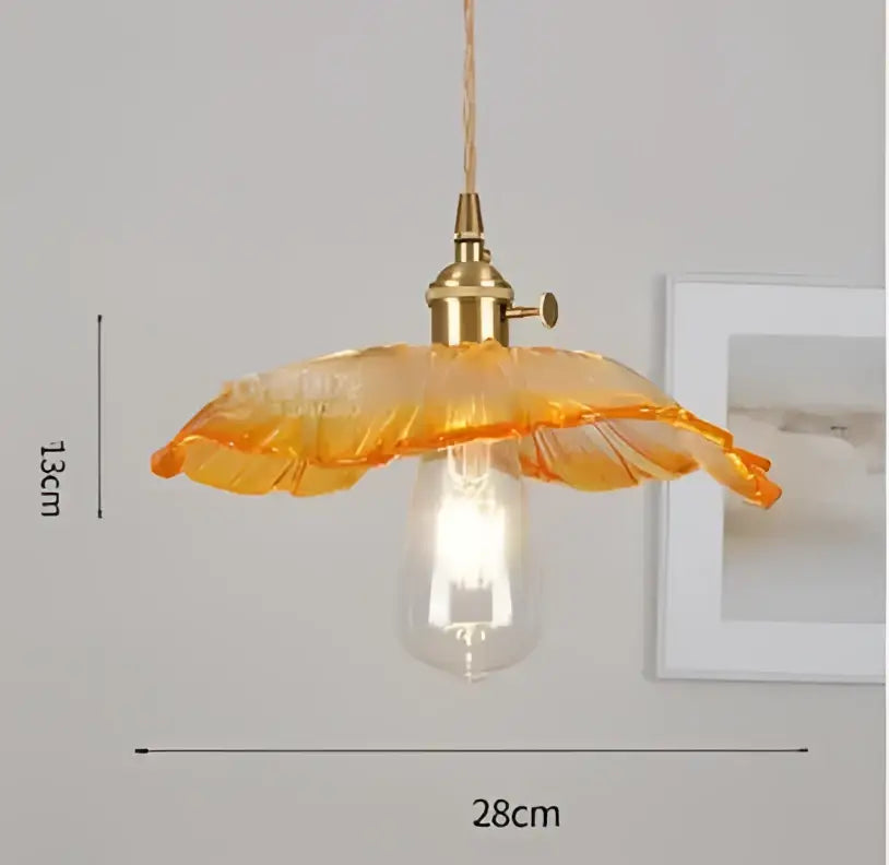 Blue Glass Brass Pendant Light Industrial