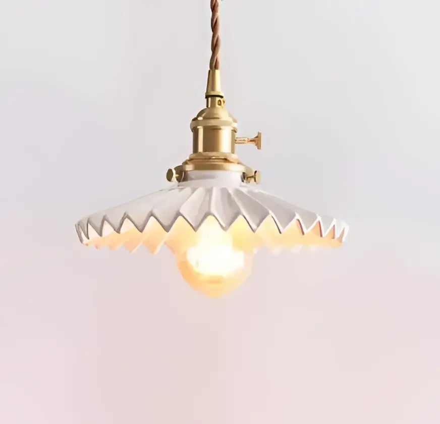 Blue Glass Brass Pendant Light Industrial