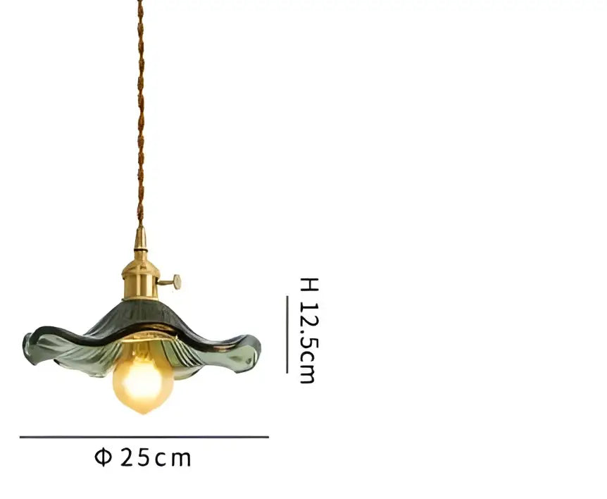 Blue Glass Brass Pendant Light Industrial