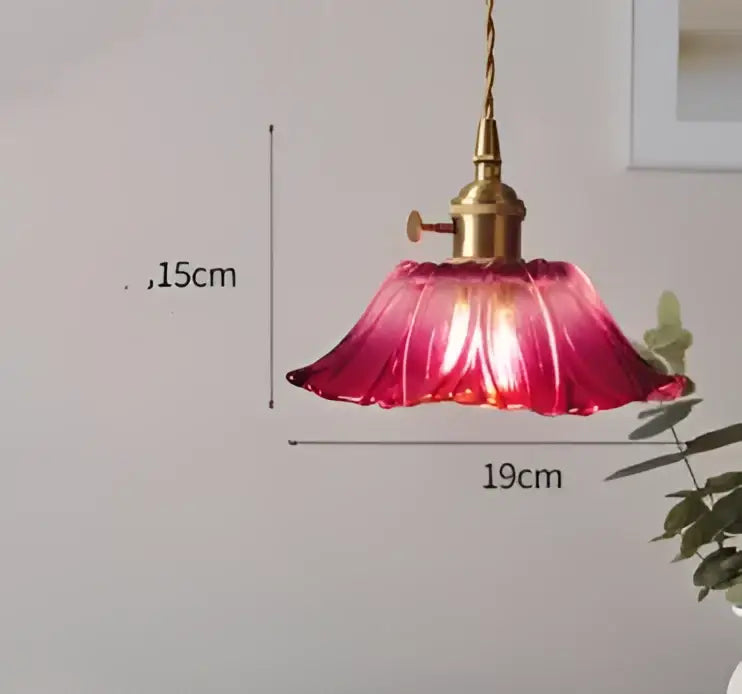 Blue Glass Brass Pendant Light Industrial