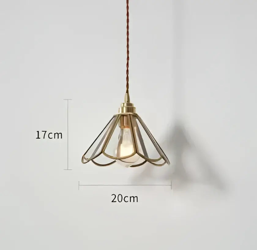 Blue Glass Brass Pendant Light Industrial