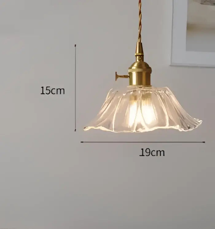Blue Glass Brass Pendant Light Industrial