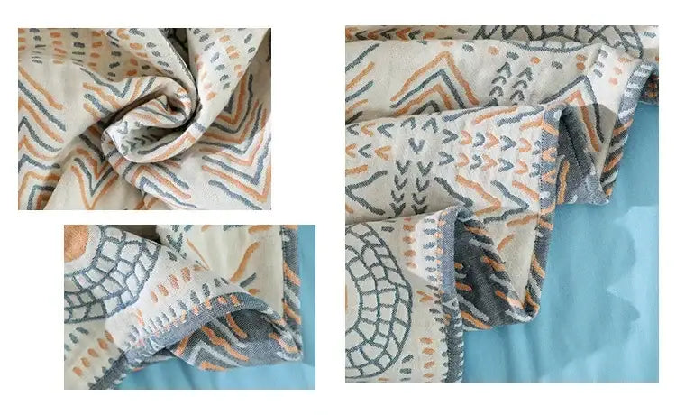 Beige Tribal Cotton Throw