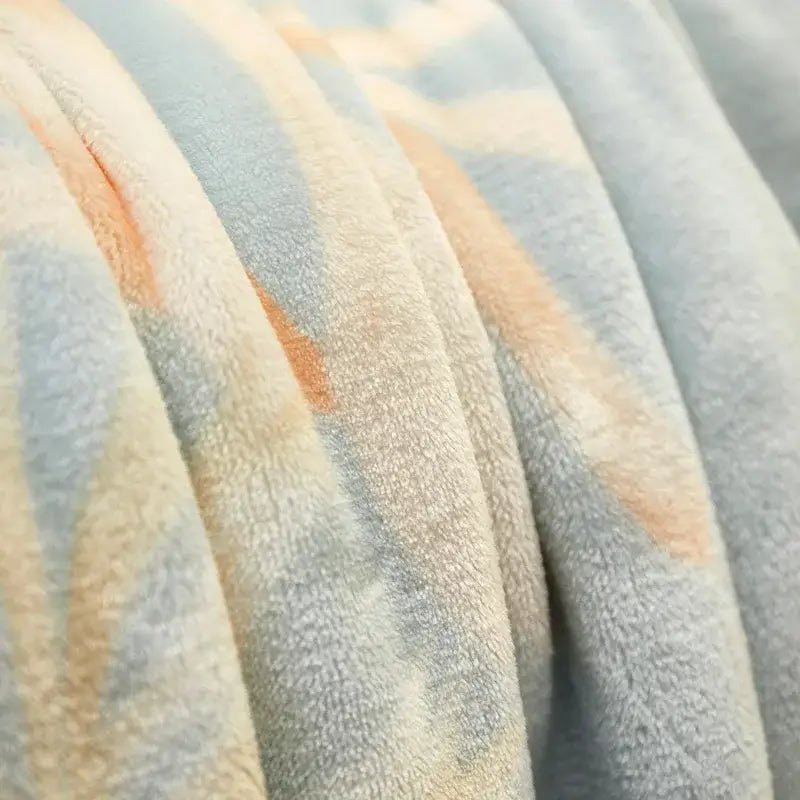 Flannel Leaf Blue Blanket