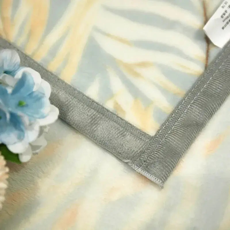 Flannel Leaf Blue Blanket