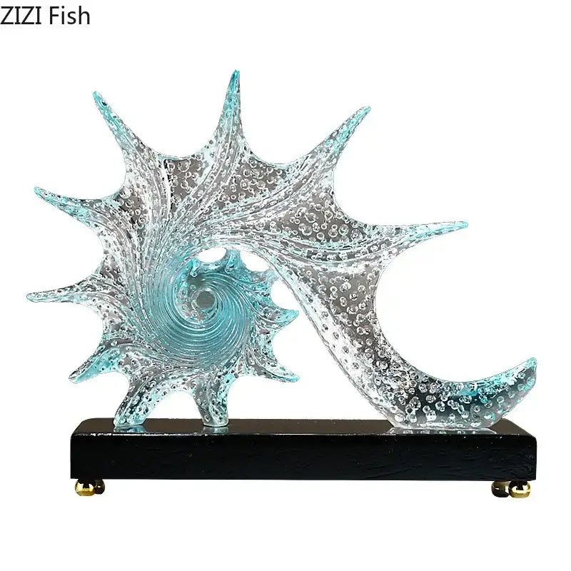 Turquoise Glass Conch Sculpture