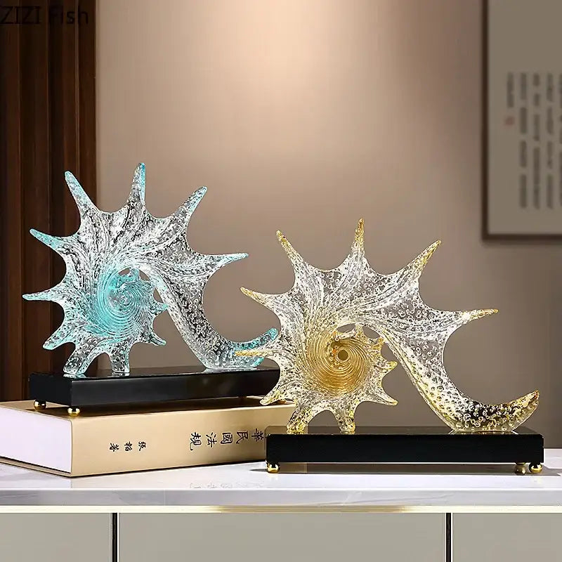 Turquoise Glass Conch Sculpture