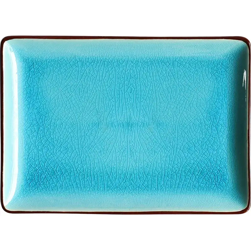Turquoise Crack Glaze Plate