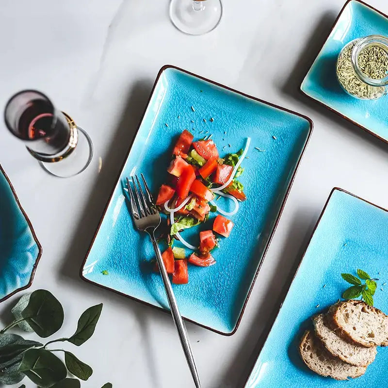 Turquoise Crack Glaze Plate