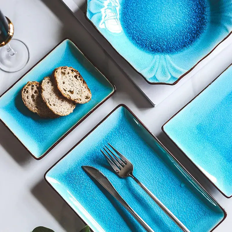 Turquoise Crack Glaze Plate