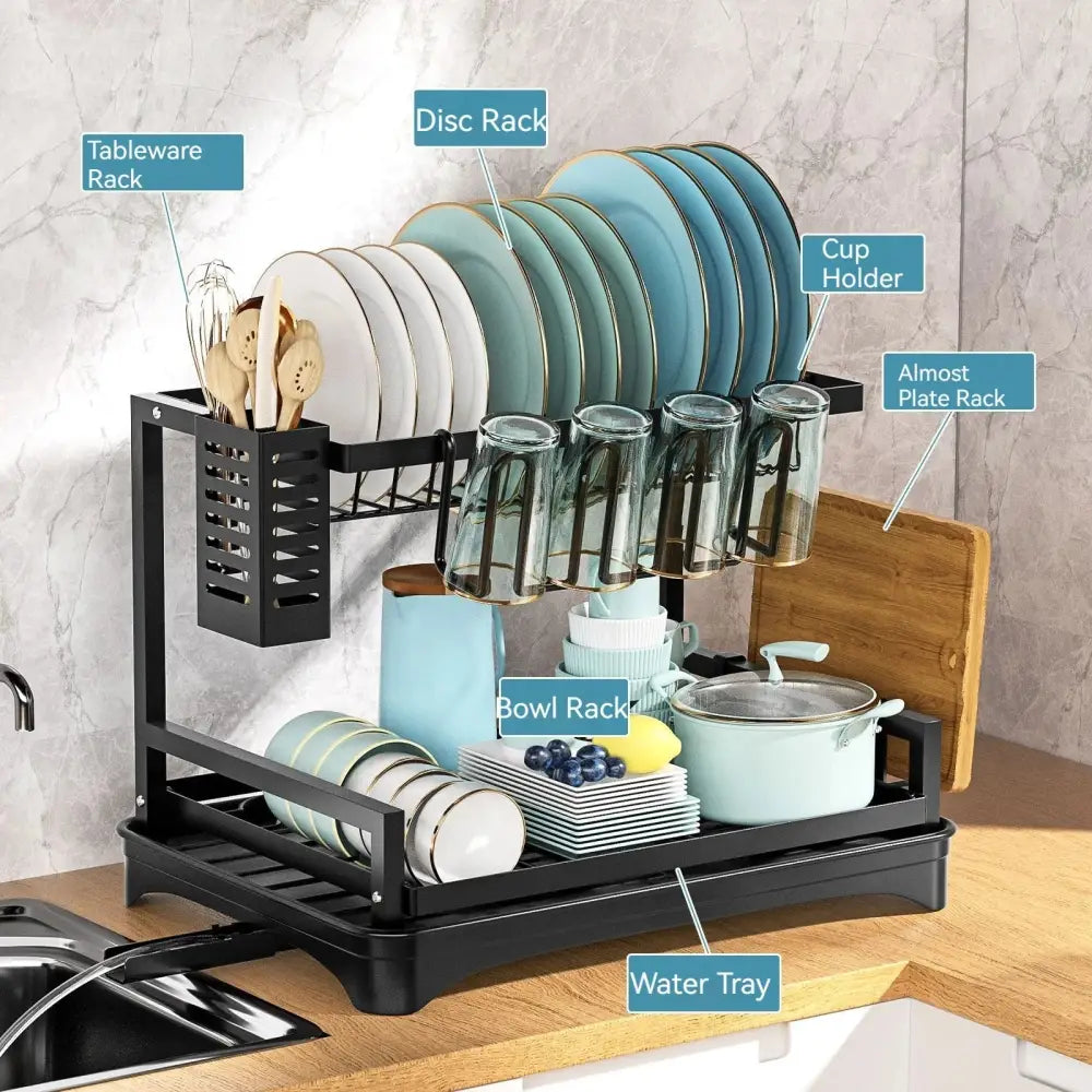 Black Metal Dish Kitchen Rack