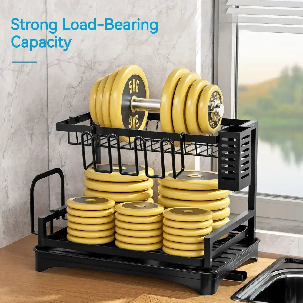Black Metal Dish Kitchen Rack