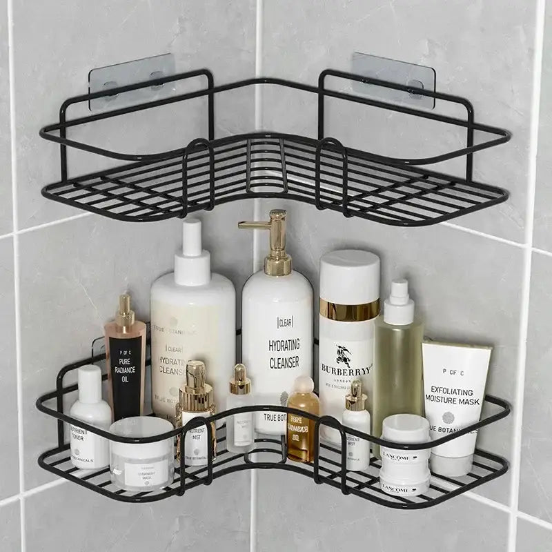 Black Metal Two-Tier Shower Caddy