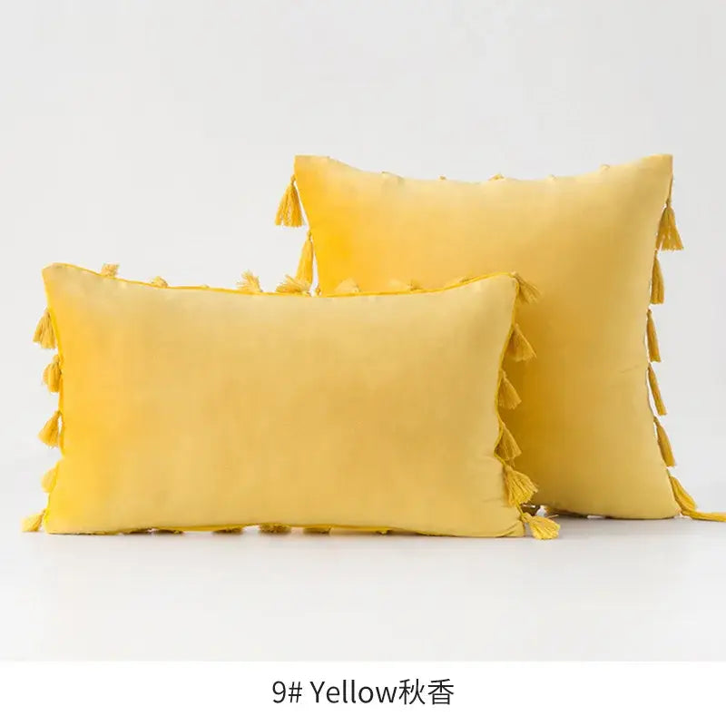 Fringed Tassel Velvet Pillowcase