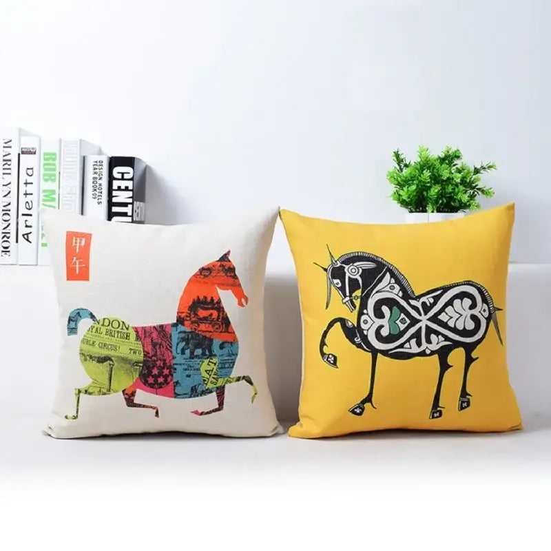 Horse Pattern Cotton Pillowcase