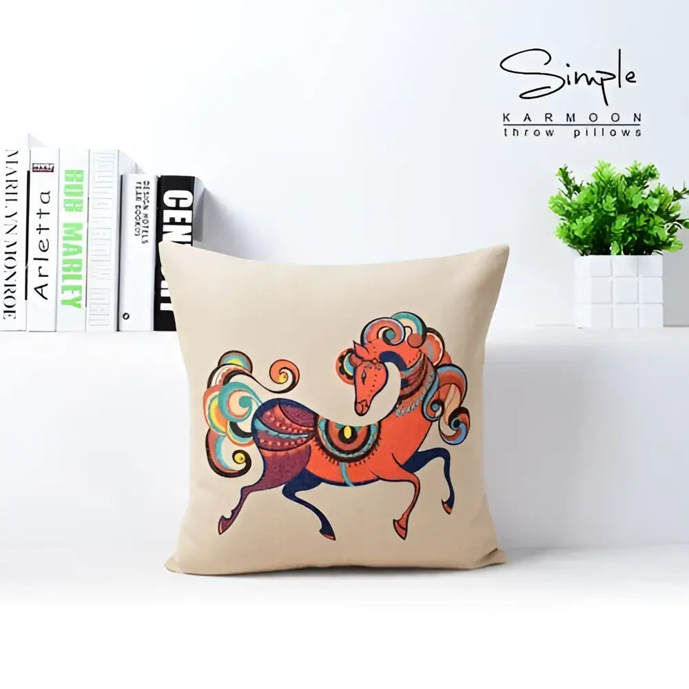 Horse Pattern Cotton Pillowcase