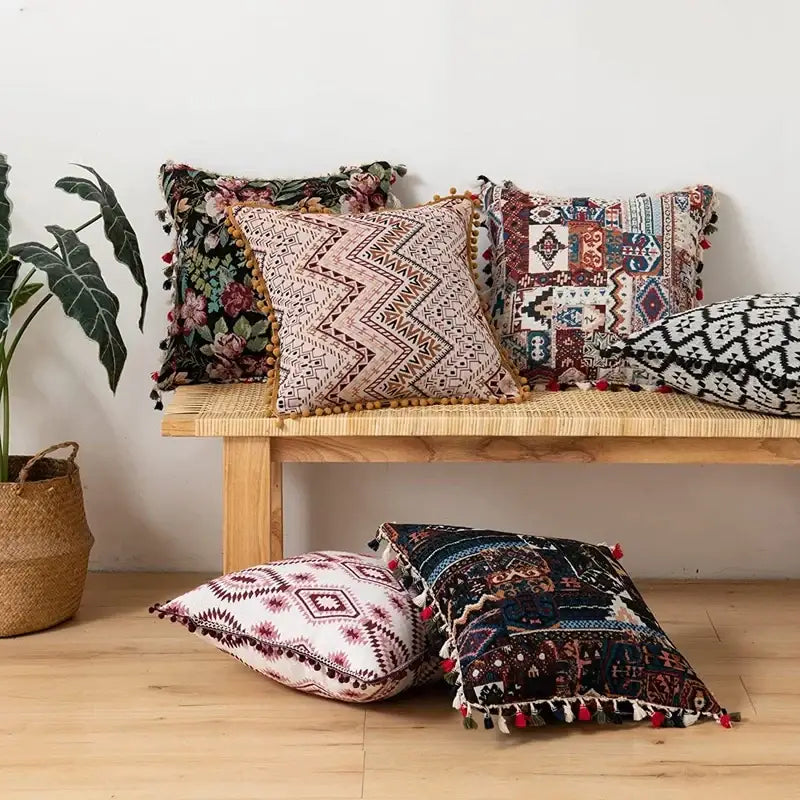 Boho Patchwork Throw Pillow