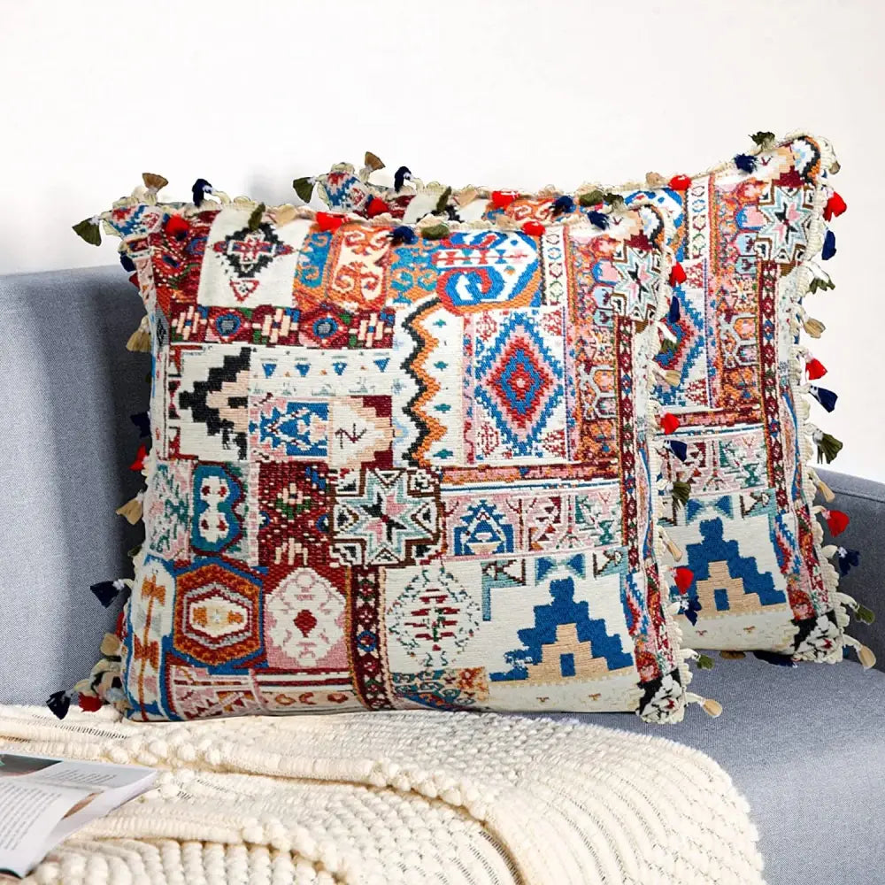 Boho Patchwork Throw Pillow